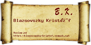 Blazsovszky Kristóf névjegykártya