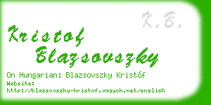 kristof blazsovszky business card
